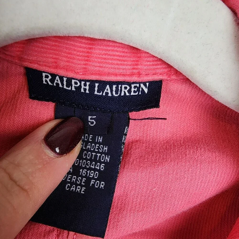 Ralph Lauren Girls Pink Corduroy Blazer Jacket Size 5 School Preppy